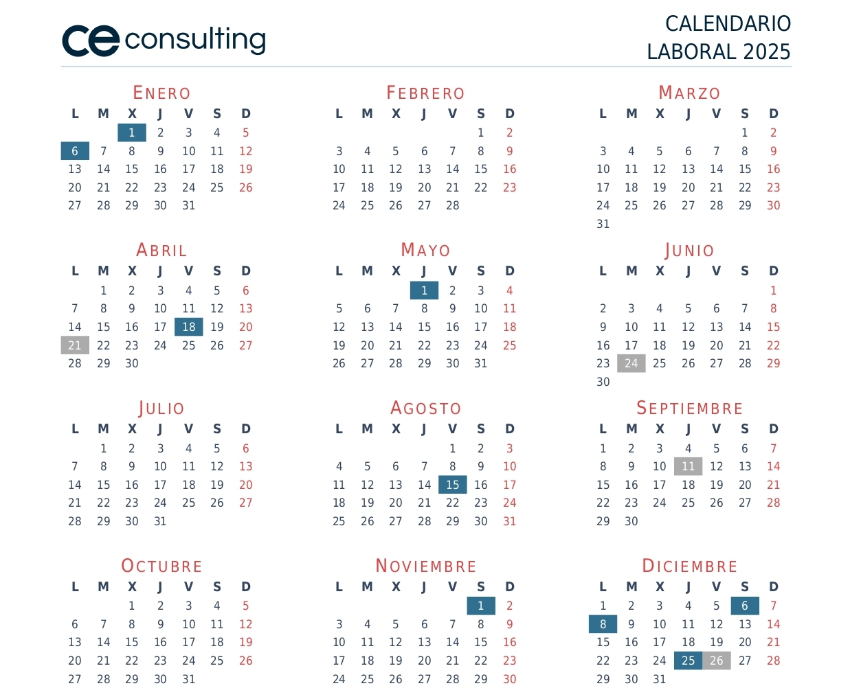 Calendario laboral 2025